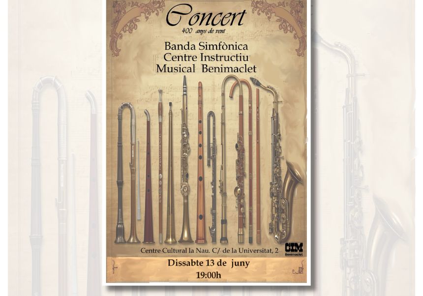 Imatge del esdeveniment:Poster del concert del CIM Benimaclet a la Nau.